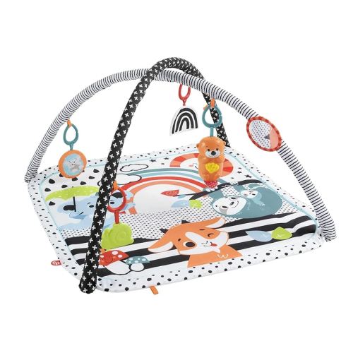 Fisher-Price 3-in-1 Music, Glow and Grow Gym, Infant Activity Play mat for Tummy time and take Along
