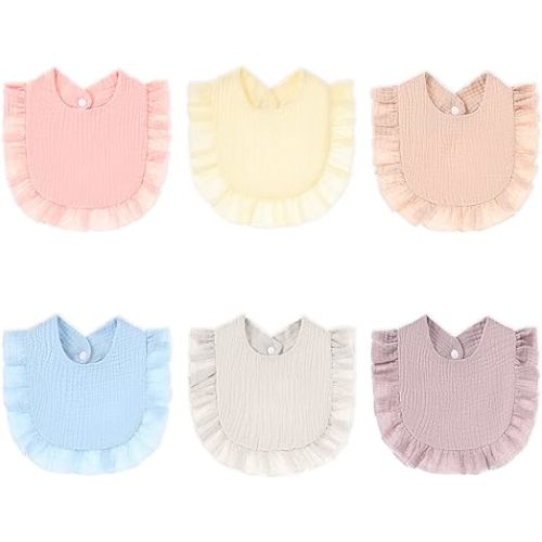 BALTERS Muslin Baby Teething Drool Feeding Cloth Bibs For Girl Organic Cotton Soft Breathable Multi-Layer Multi-color