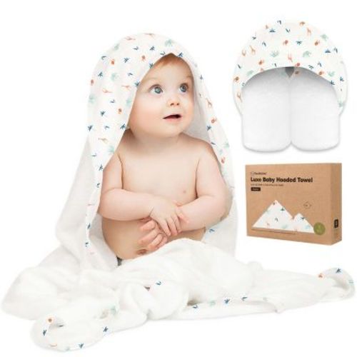Luxe Baby Hooded Towel, Organic Baby Bath Towel, Hooded Baby Towels, Baby Beach Towel for Newborn, Kids (Wildflowers)