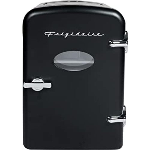 Frigidaire EFMIS175 Retro 9-Can Mini Personal Fridge Portable Cooler for Car, Office, Bedroom, Dorm Room, or Cabin, 11.8"D x 7.1"W x 10.1"H, Black