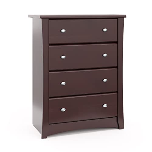 Storkcraft Crescent 4 Drawer Chest (Espresso) – GREENGUARD Gold Certified, Easy-to-Match Chest of Drawers for Nursery and Kids Bedroom, Dresser Organizer for Children’s Bedroom