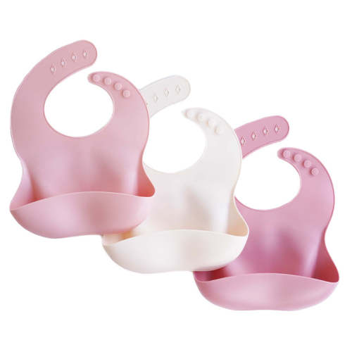 Silicone Baby Bib 3pc Set in Pink Ombre | Caden Lane