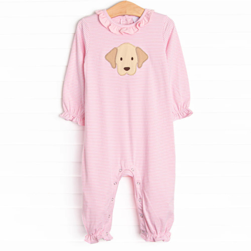 Size 18M Perfect Pal Applique Romper, Pink Stripe – Stitchy Fish