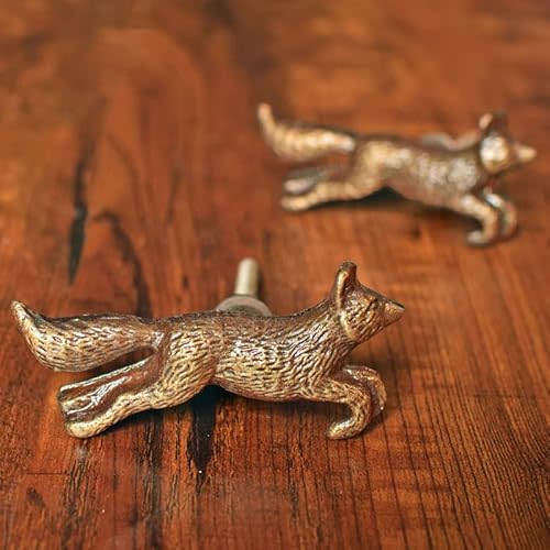 Antique Fox Animal Dresser Knobs - Set of 4