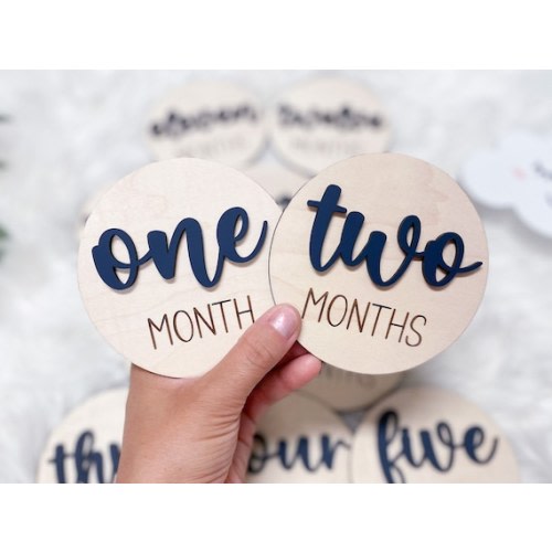 Baby Milestone Marker, Baby Month Signs Baby, Monthly Milestone Baby Discs, Baby Shower Gift, Personalized Baby Milestone 3D Wood CHUNKY - Etsy