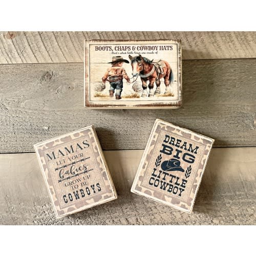 Little Cowboy Nursery Decor, Handmade Wooden Signs for Little Boys, Rustic Free Standing Decor, Western Baby Buckaroo with Horse Home Decor