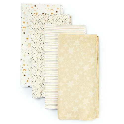 Parent's Choice Cotton Flannel Receiving Blankets for Baby Boys and Girls, Neutral Celestial Skies, 4-Pack