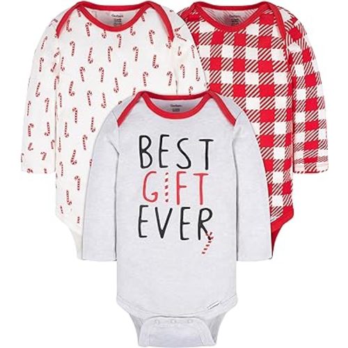 Gerber unisex-baby 3-pack Holiday Long-sleeve Onesies