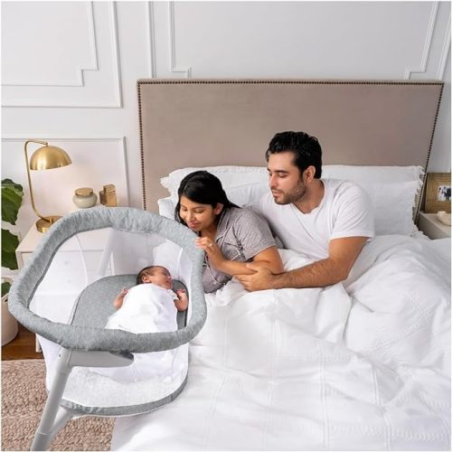 HALO Baby Flex BassiNest, Adjustable Travel Bassinet, Easy Folding, Lightweight with Mattress and Carrying Bag, Morning Mist