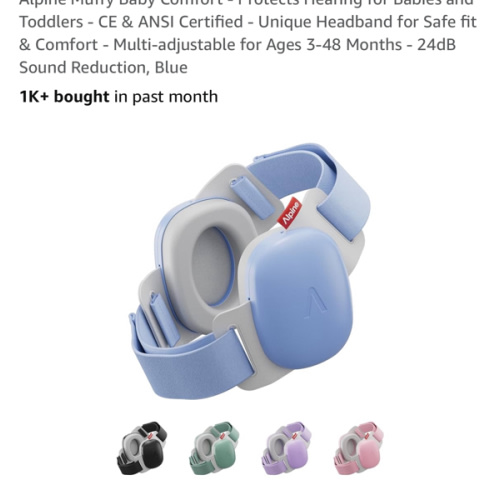 Alpine Muffy Baby Comfort - Protects Hearing for Babies and Toddlers - CE & ANSI Certified - Unique Headband for Safe fit & Comfort - Multi-adjustable for Ages 3-48 Months - 24dB Sound Reduction, Blue