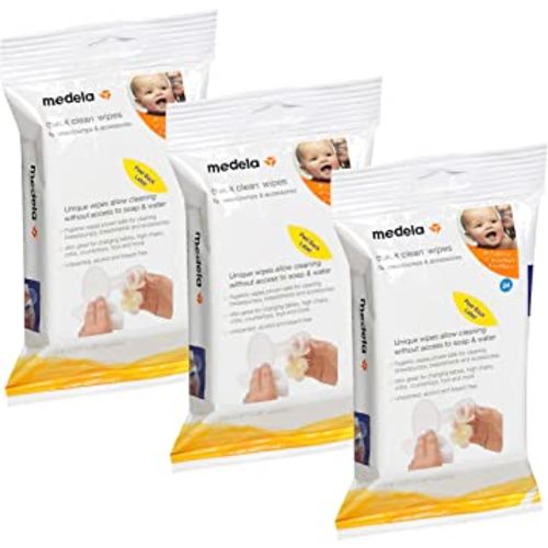 Medela Quick Clean Breast Pump and Accessory Wipes, 72 Wipes in a Resealable Pack, Convenient Portable Cleaning, Hygienic Wipes Safe for Cleaning High Chairs, Tables, Cribs and Countertops