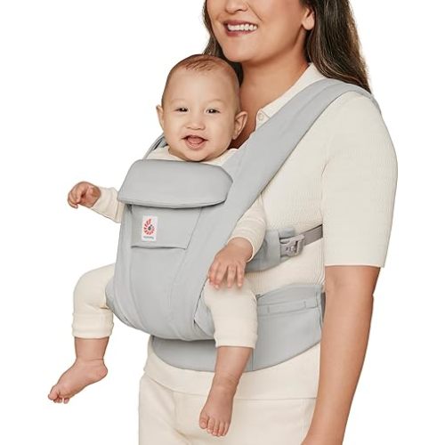 Ergobaby Omni Deluxe All Carry Positions Breathable Cotton Baby Carrier with Enhanced Lumbar Support and Lightweight Comfort, Newborn to Toddler, (Holds 7-45 lbs), Pearl Grey