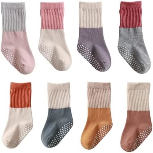 Baby Girls Boys Socks infant Cotton Crew Socks for newborn Non Slip/Anti Skid Toddler Knee-high Socks set