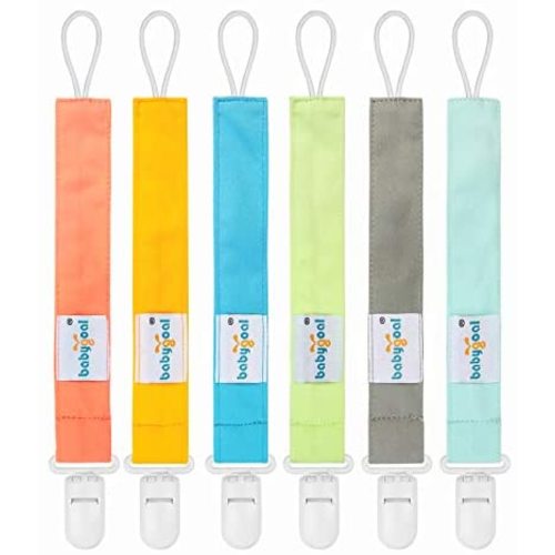 Babygoal Neutral Pacifier Clips, 6 Pack Pacifier Holder for Boys and Girls Fits Most Pacifier Styles & Baby Teething Toys and Baby Gift 6PS10