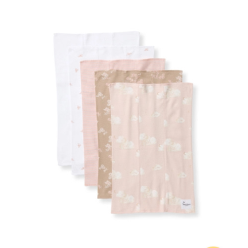 Whimsical Floral Organic Cotton Burp Cloths 5 Pack