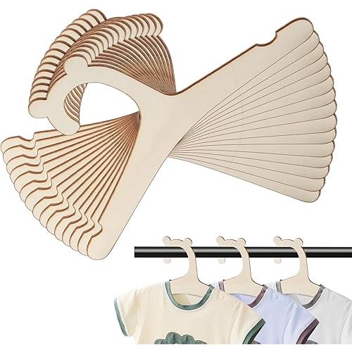 15PCS Wooden Baby Hangers 9'' Cute Kids Clothes Hanger Newborn & Toddler & Infant Hangers for Kids' Coats, Pants, and Jackets