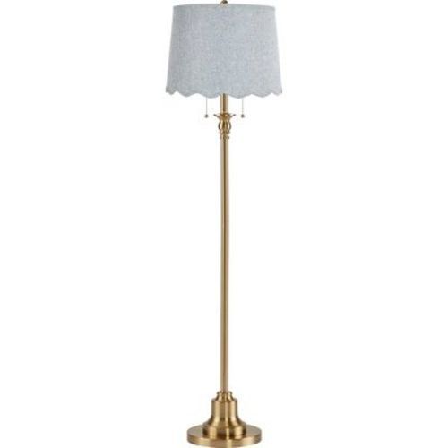 Possini Euro Design Dyna 58" Antique Brass Gunsmoke Scallop Shade Floor Lamp