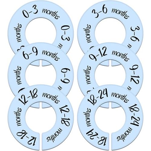 Pro Goleem Baby Closet Dividers Blue Baby Closet Organizer for Nursery Baby Clothes Size Age Dividers Fits 1.5" Rod 6 PCS