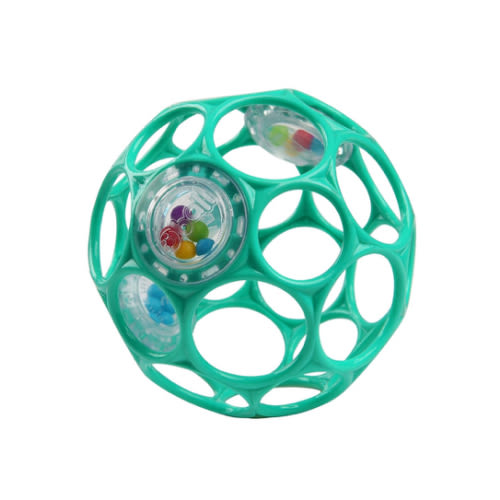 Bright Starts Oball Easy-Grasp Rattle BPA-Free Infant Toy in Teal, Age Newborn and up, 4 Inches