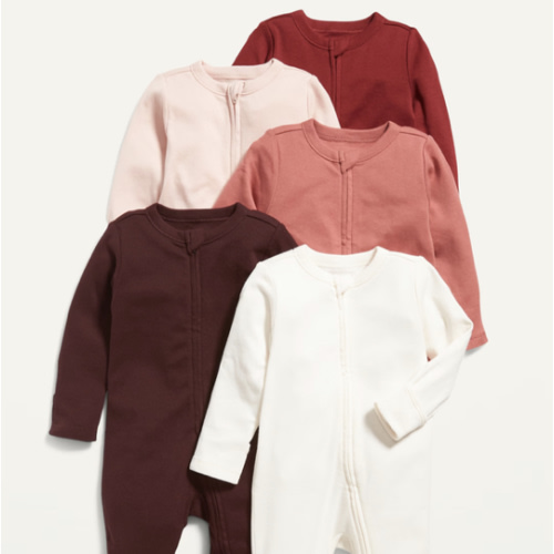 Unisex 2-Way-Zip Sleep & Play Footed One-Piece 5-Pack for Baby | Old Navy