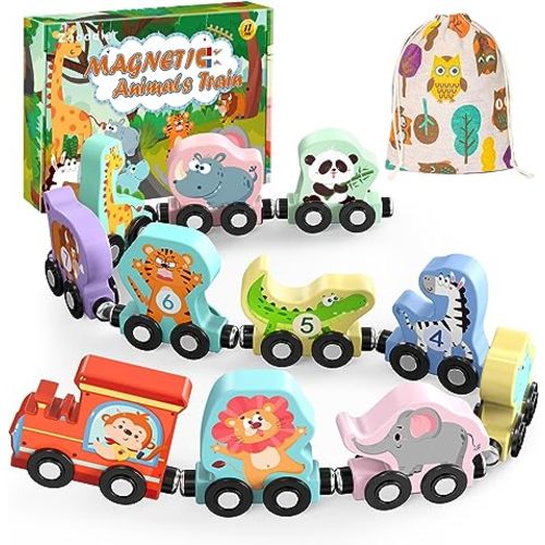 Magnetic Wooden Animals Train Set