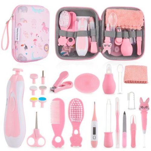 Lictin Baby Healthcare and Grooming Kit, 23 in 1 Electric Safety Nail Trimmer Newborn Nursery Health Care Set with Thermometer, for Infant Toddlers Baby Shower Gifts, Pink