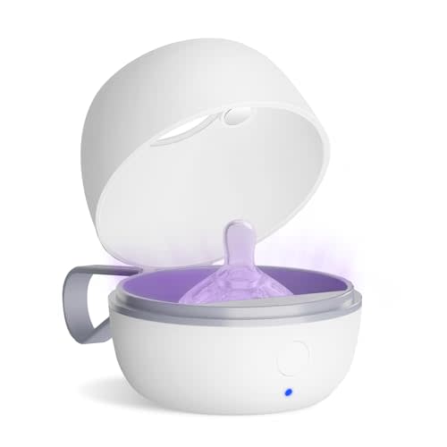 Zyntieu Portable Pacifier Sanitizer, UV Light Sanitizer Box, 99.99% Cleaned in 3 Minutes, 180-Min Battery Life, USB Rechargeable, Baby Pacifier Sanitizer On The Go