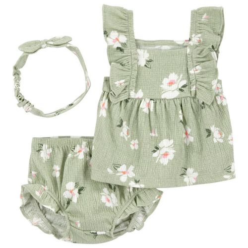 Baby Girl Carter's 3-Piece Floral Gauze Top & Short Set