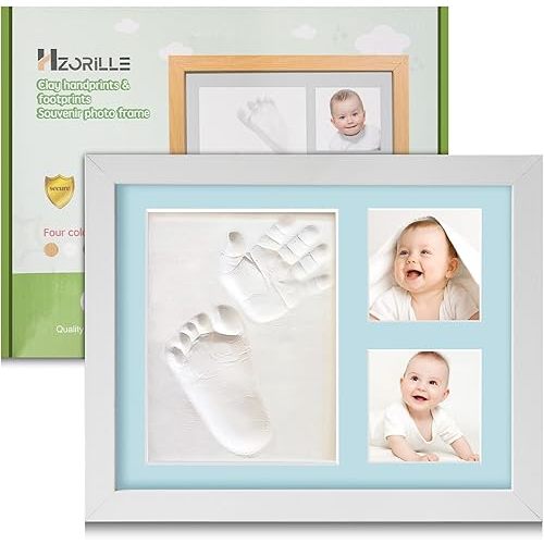 Baby Hand and Footprint Kit,Footprint Kit for Boy or Girl,Keepsake Handprint Kit Newborn Nursery Picture Frame Timeless Gifts for Baby Shower and Registry (white)