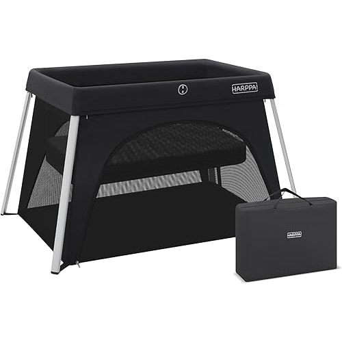 Harppa Travel Crib / Foldable Pack and Play - Black
