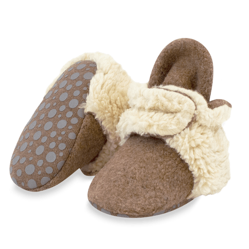 Cozie Furry Gripper Baby Booties - Heather Mocha – Zutano