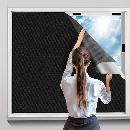 Portable Blackout Curtains, 118" x 57" Blackout Shades, 100% Blackout Blinds with Hook & Loop Tabs No Drill, Blackout Window Cover Film Cut to Any Size/Shape for Bedroom, Baby Nursery or Travel