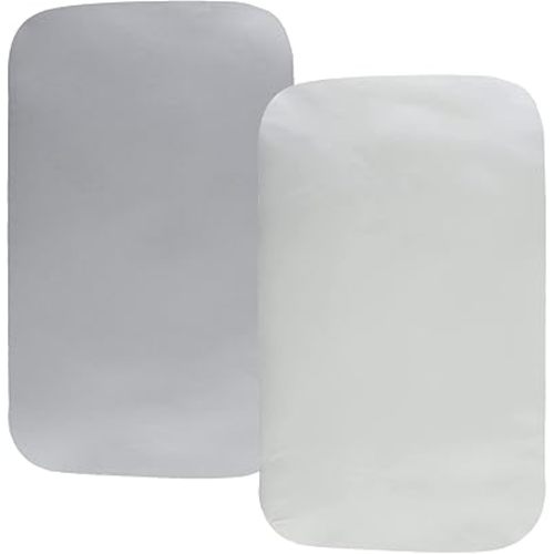 Satin Bassinet Sheet 2 Pack Ultra Soft Silk Compatible with Mika Micky Bedside Sleeper Fits Perfectly on 19 x 32 Inch Bed Side Sleeper Mattress Pad Protect for Baby Hair and Skin Grey White