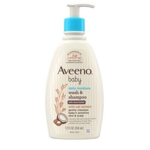 Aveeno Baby Daily Moisture Wash And Shampoo - Coconut And Shea Butter - 12 Fl Oz