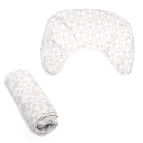 Boppy Nursing Pillow Cover, Beige Graph Checker, Single Cover, Easy-On Slipcover with Gentle 100% Organic Cotton Fabric for The Redesigned Nursing Pillow