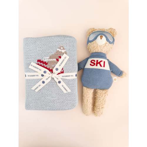 Ski Blanket and Bear Plush Toy Gift Set