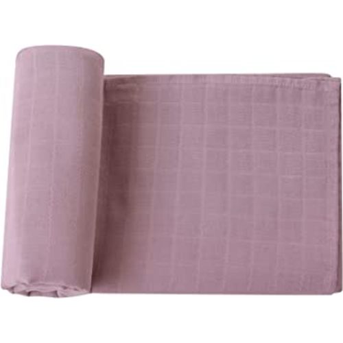 LifeTree Solid Baby Swaddle Blankets, Organic Cotton, Muslin Receiving Blanket Wrap for Boys & Girls, Large 47 x 47 inches, Swaddling Blankets (Mauve Color)