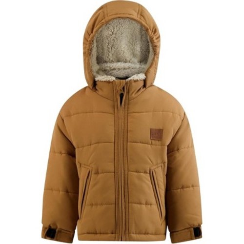 LONDON FOG Infant Boys' Heavyweight Stylish Winter Puffer Jacket, Tan, 12 Months