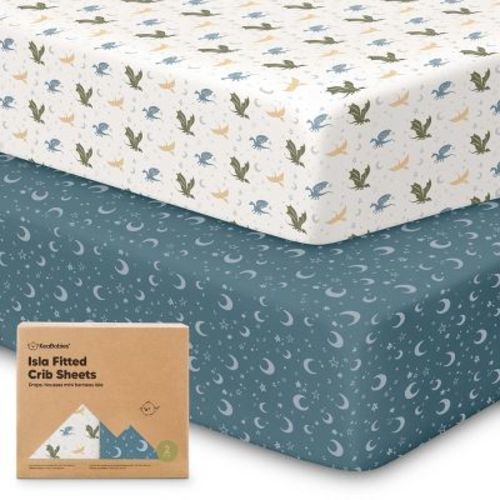 Keababies 2pk Isla Fitted Crib Sheets For Boys, Girls, Baby Crib Sheet, Fits Standard Nursery Crib Mattresses (dragon Tale)