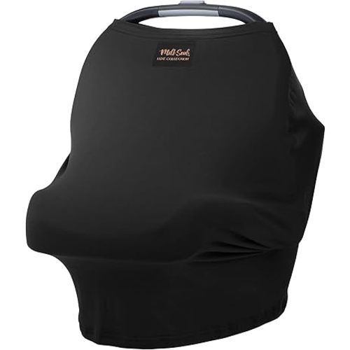 Milk Snob Original 5-in-1 Luxe Nursing Cover in Black - Added Privacy Breastfeeding Cover, Car Seat Cover for Carrier, Stroller, High Chair, Shopping Cart, Lounger Canopy, Newborn Essentials