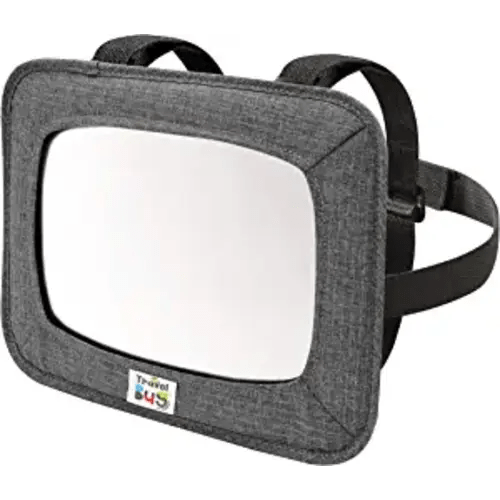 Travel Bug Soft Sided Rear & Forward Facing Safety Mirror for Baby & Toddler - Shatter Resistant - Jumbo Baby Car Mirror