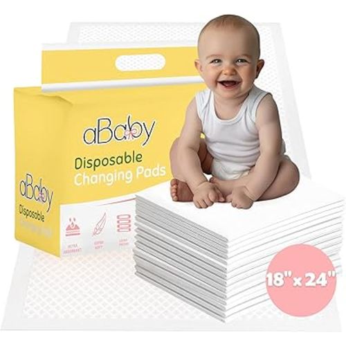 Disposable Changing Pads for Baby (50 Pack) Super Soft and Ultra Absorbent Baby Changing Pad - Leak Proof Diaper Changing Pads for Stress-Free Baby Diaper Changes - White