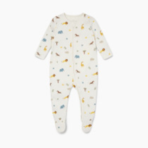 MORI Printed Zip Baby Pajamas - Safari, 3-6 M