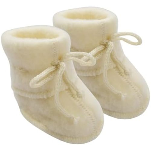 Infant Baby Warm Booties Socks with Ties, Organic Merino Wool Fleece