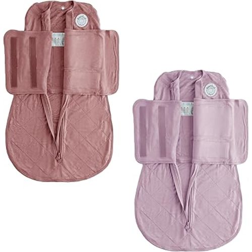 DREAMLAND BABY Bundle: Rose + Mauve Bamboo Viscose Swaddle (0-6 Months)