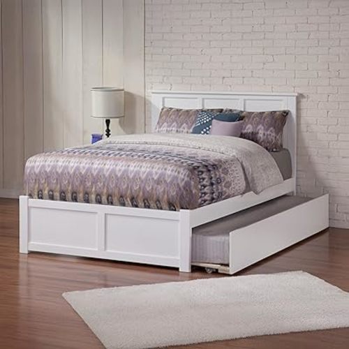 AFI, Madison Full Platform Bed with Footboard & Full Trundle, White