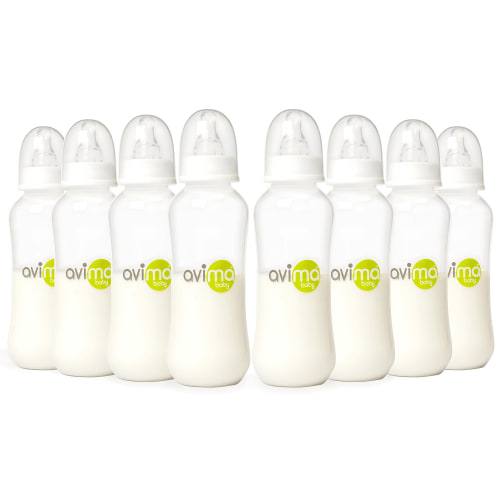 Avima Anti-Colic Baby Bottle, Standard Neck 10 oz, Medium Flow, Stage 2, 8 Pack Set