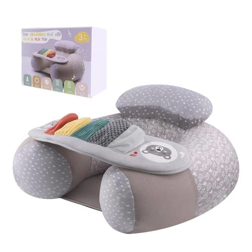 Baby Donut Sit Me Up Floor Seat for 3-36 Months, Inflatable Baby Seat with Cover, Activity Chair for Sitting up, Sensory Tray Suitable for Development, Piano