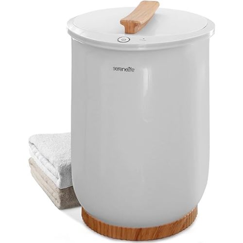 SereneLife Bucket Towel Warmers, White Large Towel Warmer for Spa and Bathroom, Luxury Towel Heater Gifts for Him & Her, Auto Shut-Off, Fits 2 large, Blankets, Bathrobes, PJ's