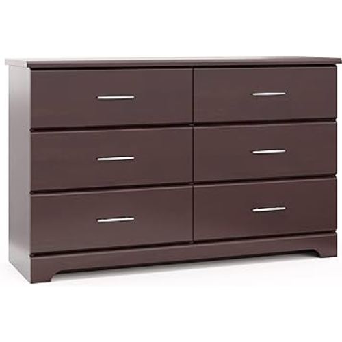 Storkcraft Brookside 6 Drawer Double Dresser (Espresso) – GREENGUARD Gold Certified, Dresser For Nursery, 6 Drawer Dresser, Kids Dresser, Nursery Dresser Drawer Organizer, Chest of Drawers